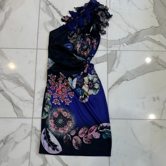 Roberto Cavalli Dresses & Skirts - Roberto Cavalli One-Shoulder Dress in Blue and Black